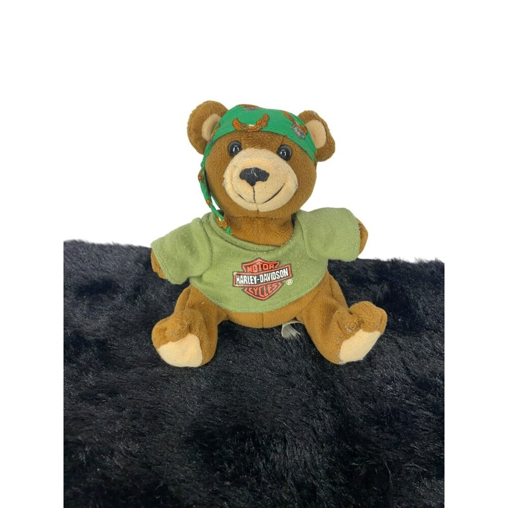 Vintage 1998 Harley Davidson Motorcycle Biker Beanie‎ Babies Bear Stuffed Animal
